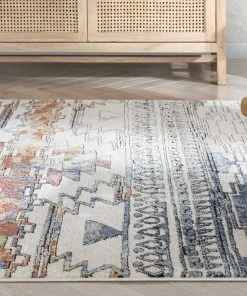 Well Woven Forli Southwestern Aztec Ivory Blue Rug