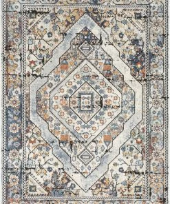 Well Woven Global Salerno Bohemian Vintage Persian Medallion Ivory Blue Rug