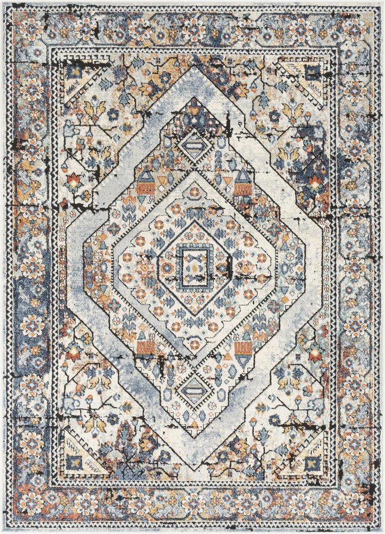 Well Woven Global Salerno Bohemian Vintage Persian Medallion Ivory Blue Rug 2 Well Woven Global Salerno Bohemian Vintage Persian Medallion Ivory Blue Rug