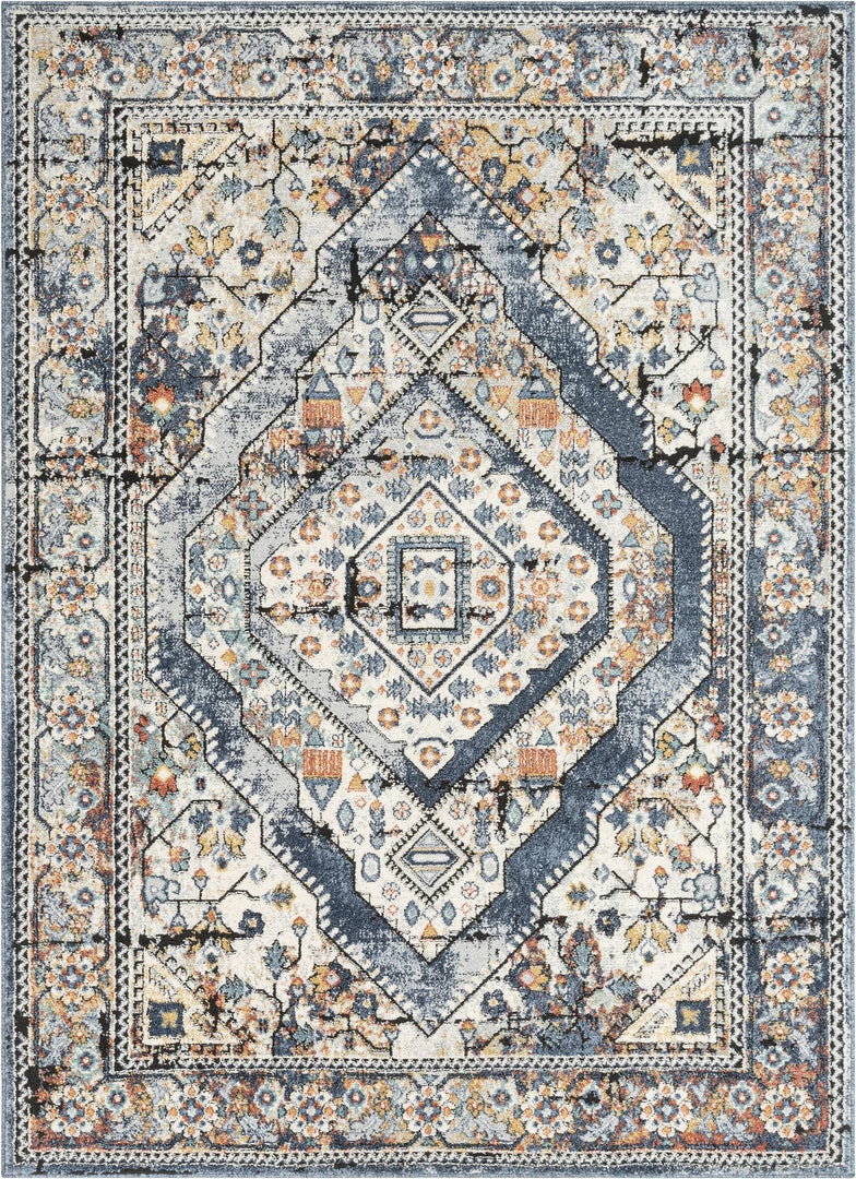 Well Woven Salerno Bohemian Vintage Persian Medallion Blue Rug Global 2 Well Woven Salerno Bohemian Vintage Persian Medallion Blue Rug Global