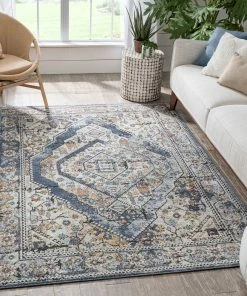 Well Woven Salerno Bohemian Vintage Persian Medallion Blue Rug Global