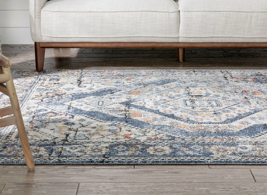 Well Woven Salerno Bohemian Vintage Persian Medallion Blue Rug Global 9 Well Woven Salerno Bohemian Vintage Persian Medallion Blue Rug Global