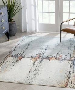 Well Woven Gela Abstract Paintsplash Light Blue Rug