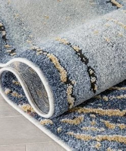 Well Woven Aversa Geometric Abstract Waves Blue Rug