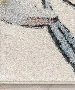 Well Woven Aprilia Tropical Floral Leaves Ivory Blue Rug