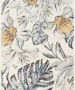 Well Woven Aprilia Tropical Floral Leaves Ivory Blue Rug