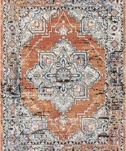 Well Woven Andria Vintage Medallion Botanical Border Rust Rug Global
