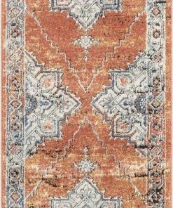 Well Woven Andria Vintage Medallion Botanical Border Rust Rug Global