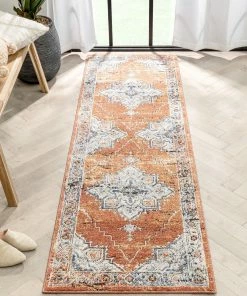 Well Woven Andria Vintage Medallion Botanical Border Rust Rug Global