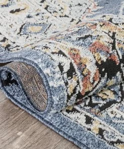 Well Woven Global Andria Vintage Medallion Botanical Border Blue Rug