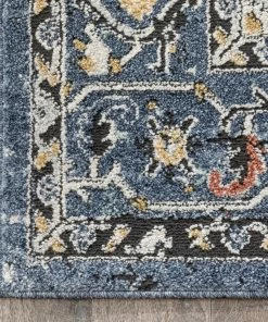 Well Woven Global Andria Vintage Medallion Botanical Border Blue Rug