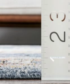 Well Woven Global Andria Vintage Medallion Botanical Border Blue Rug