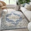 Well Woven Global Andria Vintage Medallion Botanical Border Blue Rug