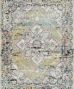 Well Woven Andria Vintage Medallion Botanical Border Green Rug