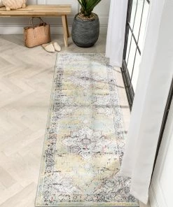 Well Woven Andria Vintage Medallion Botanical Border Green Rug