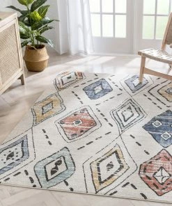 Well Woven Global Cesena Tribal Moroccan Diamond Ivory Rug