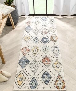 Well Woven Global Cesena Tribal Moroccan Diamond Ivory Rug