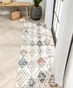 Well Woven Global Cesena Tribal Moroccan Diamond Ivory Rug