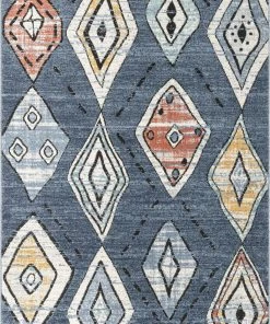 Well Woven Cesena Tribal Moroccan Diamond Blue Rug
