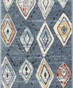 Well Woven Cesena Tribal Moroccan Diamond Blue Rug