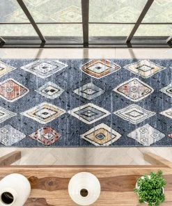 Well Woven Cesena Tribal Moroccan Diamond Blue Rug