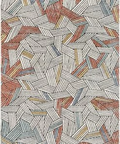 Well Woven Vintage Varese Abstract Geometric Stripes Red Rug