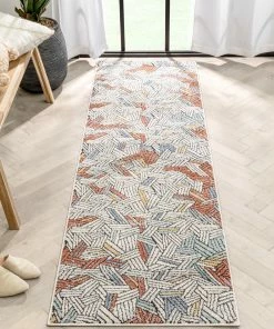 Well Woven Vintage Varese Abstract Geometric Stripes Red Rug