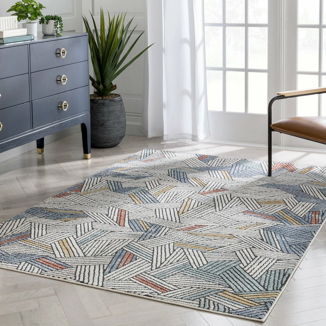 Well Woven Varese Abstract Geometric Stripes Blue Rug Vintage 9 Well Woven Varese Abstract Geometric Stripes Blue Rug Vintage