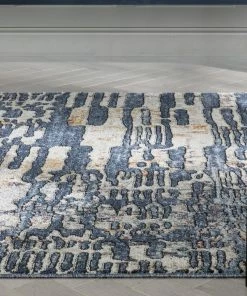 Well Woven Vintage Modica Geometric Abstract Pattern Blue Rug