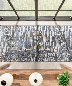 Well Woven Vintage Modica Geometric Abstract Pattern Blue Rug