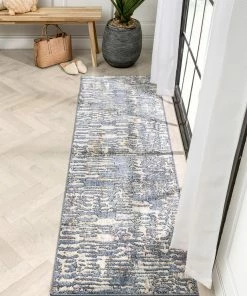 Well Woven Vintage Modica Geometric Abstract Pattern Blue Rug