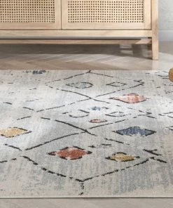 Well Woven Ancona Moroccan Tribal Diamond Grey Rug Global