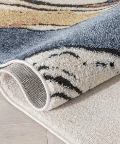 Well Woven Livorno Abstract Paintsplash Ivory Blue Rug