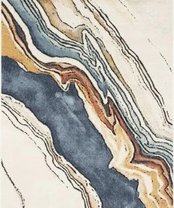 Well Woven Livorno Abstract Paintsplash Ivory Blue Rug