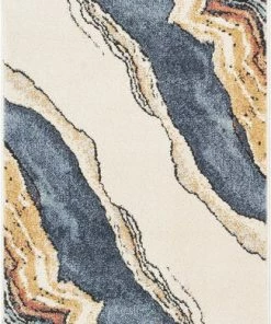 Well Woven Livorno Abstract Paintsplash Ivory Blue Rug