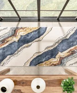 Well Woven Livorno Abstract Paintsplash Ivory Blue Rug