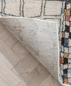 Well Woven Vintage Taranto Geometric Abstract Pattern Ivory Blue Rug