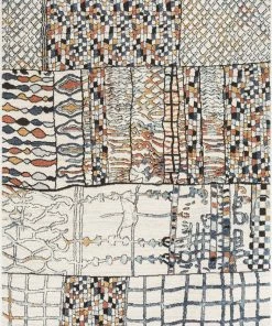 Well Woven Vintage Taranto Geometric Abstract Pattern Ivory Blue Rug