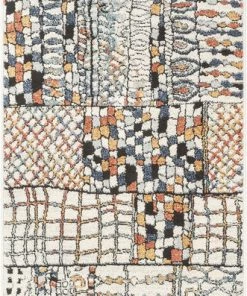 Well Woven Vintage Taranto Geometric Abstract Pattern Ivory Blue Rug