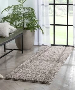 Well Woven Emerson Modern Solid Taupe Textured Shag Rug