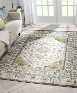 Well Woven Aryn Vintage Tribal Medallion Floral Green Rug Global