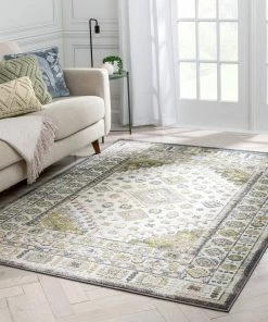 Well Woven Aryn Vintage Tribal Medallion Floral Green Rug Global