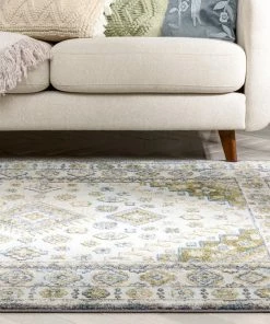 Well Woven Aryn Vintage Tribal Medallion Floral Green Rug Global