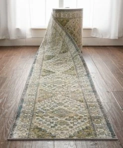 Well Woven Aryn Custom Size Runner Vintage Medallion Floral Green 27 Inch Width X Choose Your Length Hallway Runner Rug