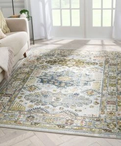 Well Woven Novalie Vintage Patchwork Botanical Border Ivory Rug