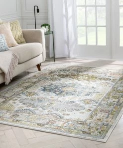 Well Woven Novalie Vintage Patchwork Botanical Border Ivory Rug