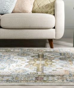 Well Woven Novalie Vintage Patchwork Botanical Border Ivory Rug