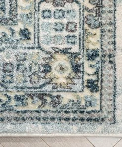 Well Woven Novalie Vintage Patchwork Botanical Border Blue Rug Global