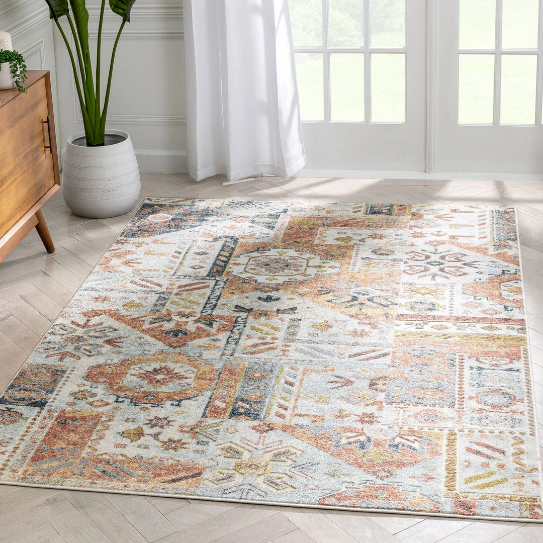 Well Woven Elizabeth Global Vintage Patchwork Pattern Ivory Rug 1 Well Woven Elizabeth Global Vintage Patchwork Pattern Ivory Rug