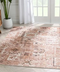 Well Woven Elizabeth Global Vintage Patchwork Pattern Blush Pink Rug